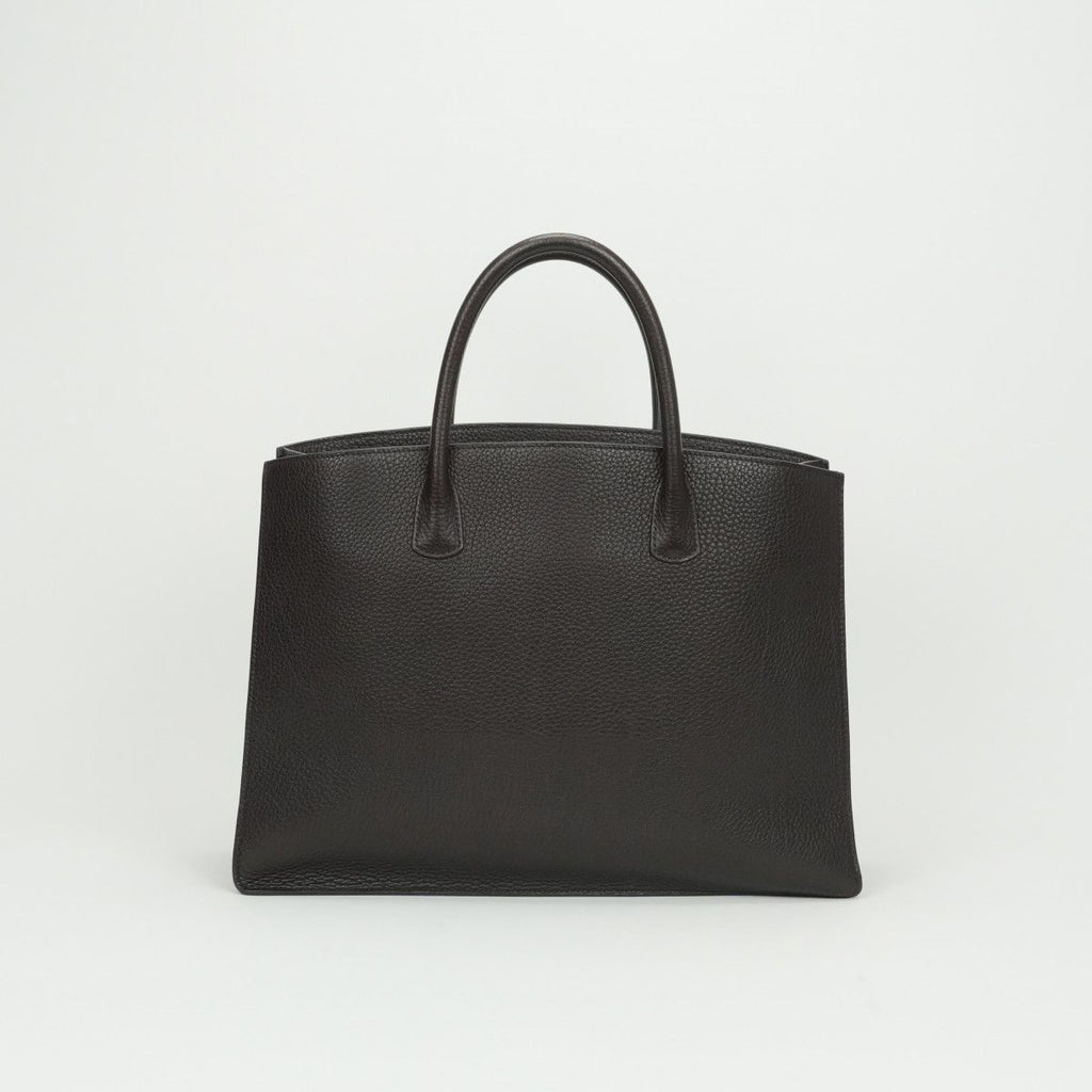 Hermes White Bus GM Tote Fjord Chocolat Chocolate Brown Gold Handbag — view 3