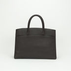 Hermes White Bus GM Tote Fjord Chocolat Chocolate Brown Gold Handbag