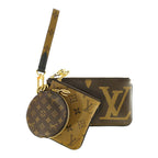 Louis Vuitton Monogram Reverse Pochette Trio Coin Purse Wallet Brown