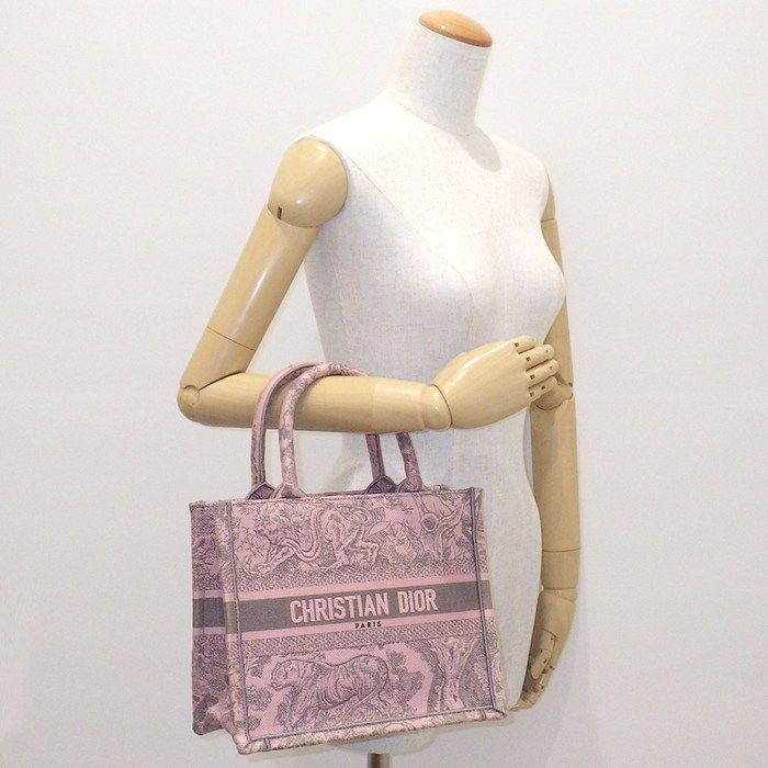Dior Tote Book Small Pink Gray Toile de Jouy Sauvage Embroidery — view 8