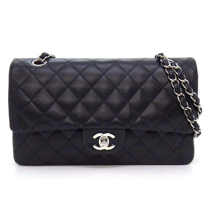 Chanel Shoulder Bag 11.12 Classic Quilted 25 Black Bordeaux Lambskin