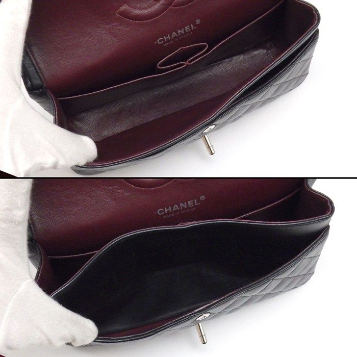 Chanel Shoulder Bag 11.12 Classic Quilted 25 Black Bordeaux Lambskin