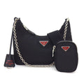 Prada Shoulder Bag Re Edition Re-Nylon Black Red Recycled Polyamide Saffiano