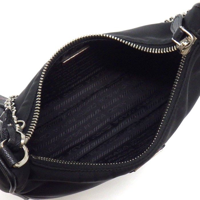 Prada Shoulder Bag Re Edition Re-Nylon Black Red Recycled Polyamide Saffiano — view 5