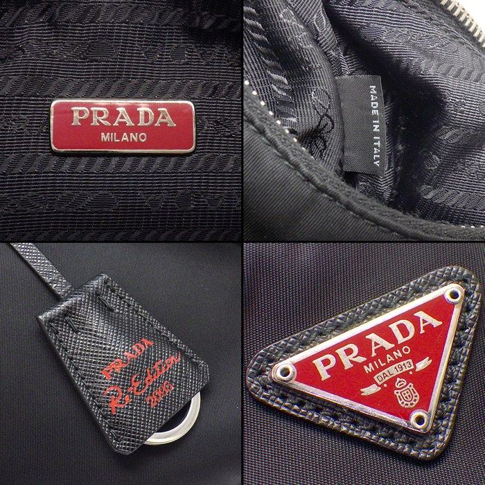 Prada Shoulder Bag Re Edition Re-Nylon Black Red Recycled Polyamide Saffiano — view 6