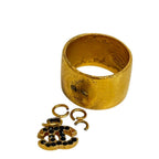 Chanel Rhinestone CC Logo Ring Gold