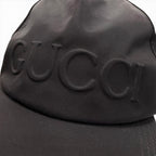 Gucci Nylon Leather Logo Embossed Hat Baseball Cap Black Silver XL — view 6