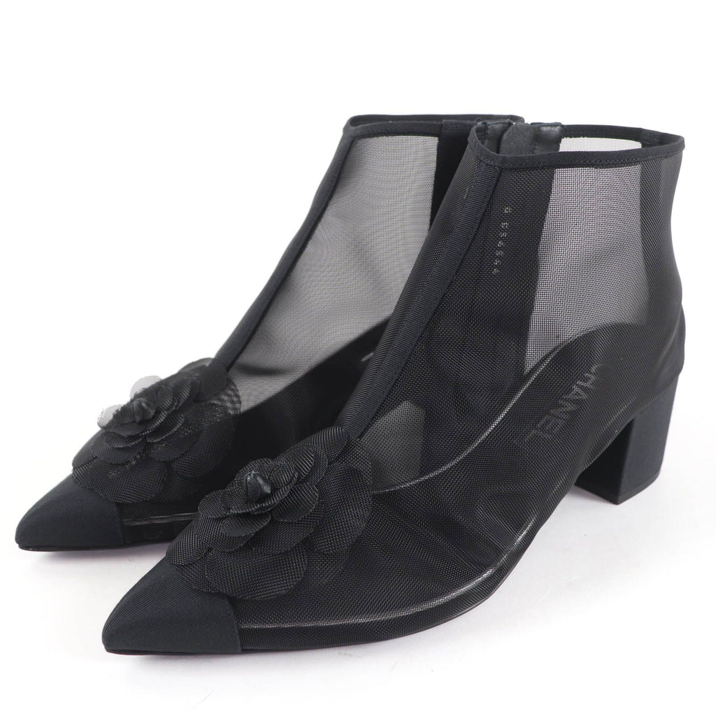Chanel CC Logo Camellia Mesh Boot