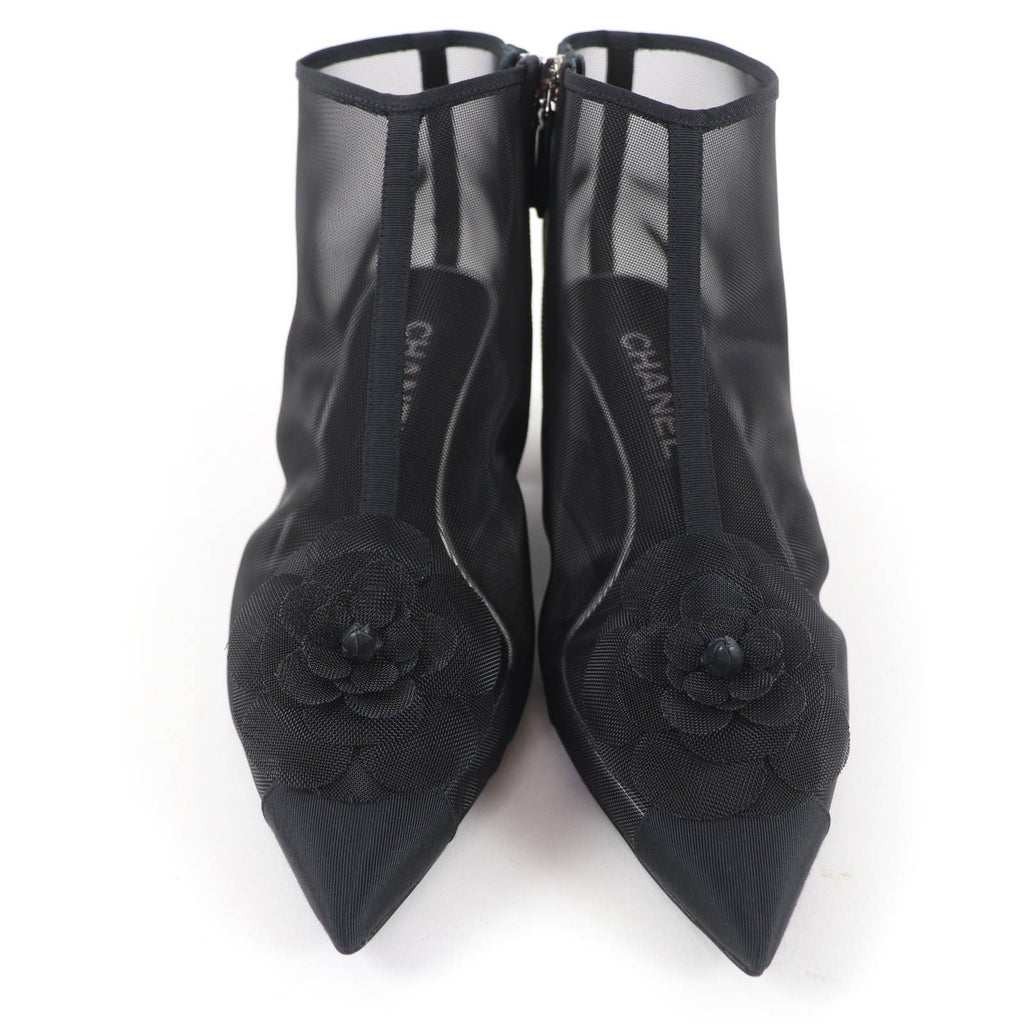 Chanel CC Logo Camellia Mesh Boot — view 4