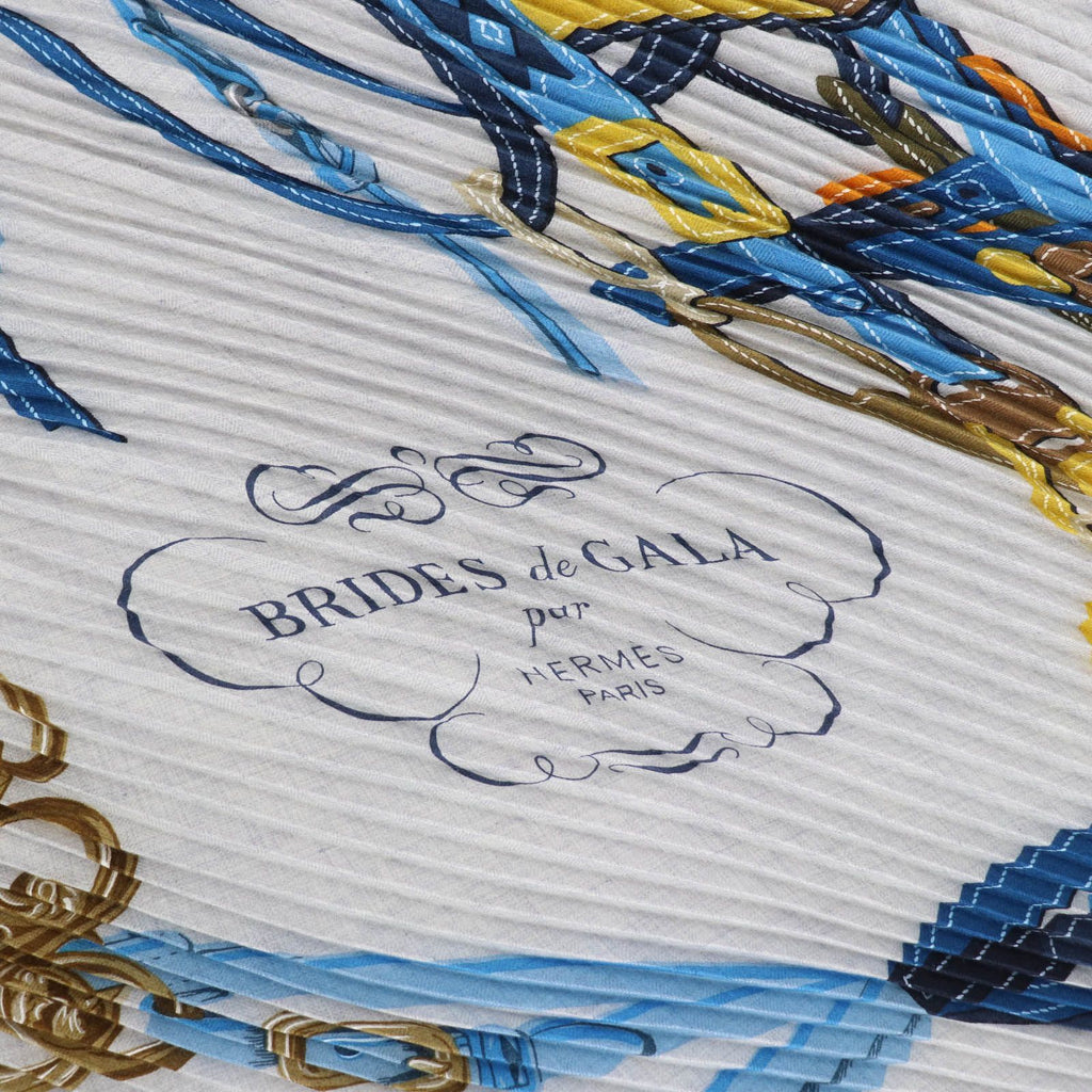 Hermes Carre Geant Pleats Brides de Gala Ceremonial Bridle Cashmere Silk Scarf — view 9