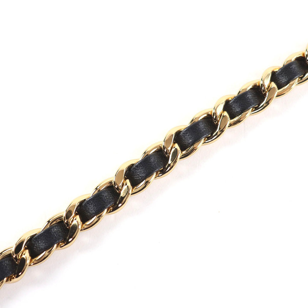 Chanel CC Logo Chain Leather Belt Black Gold 75 — view 3