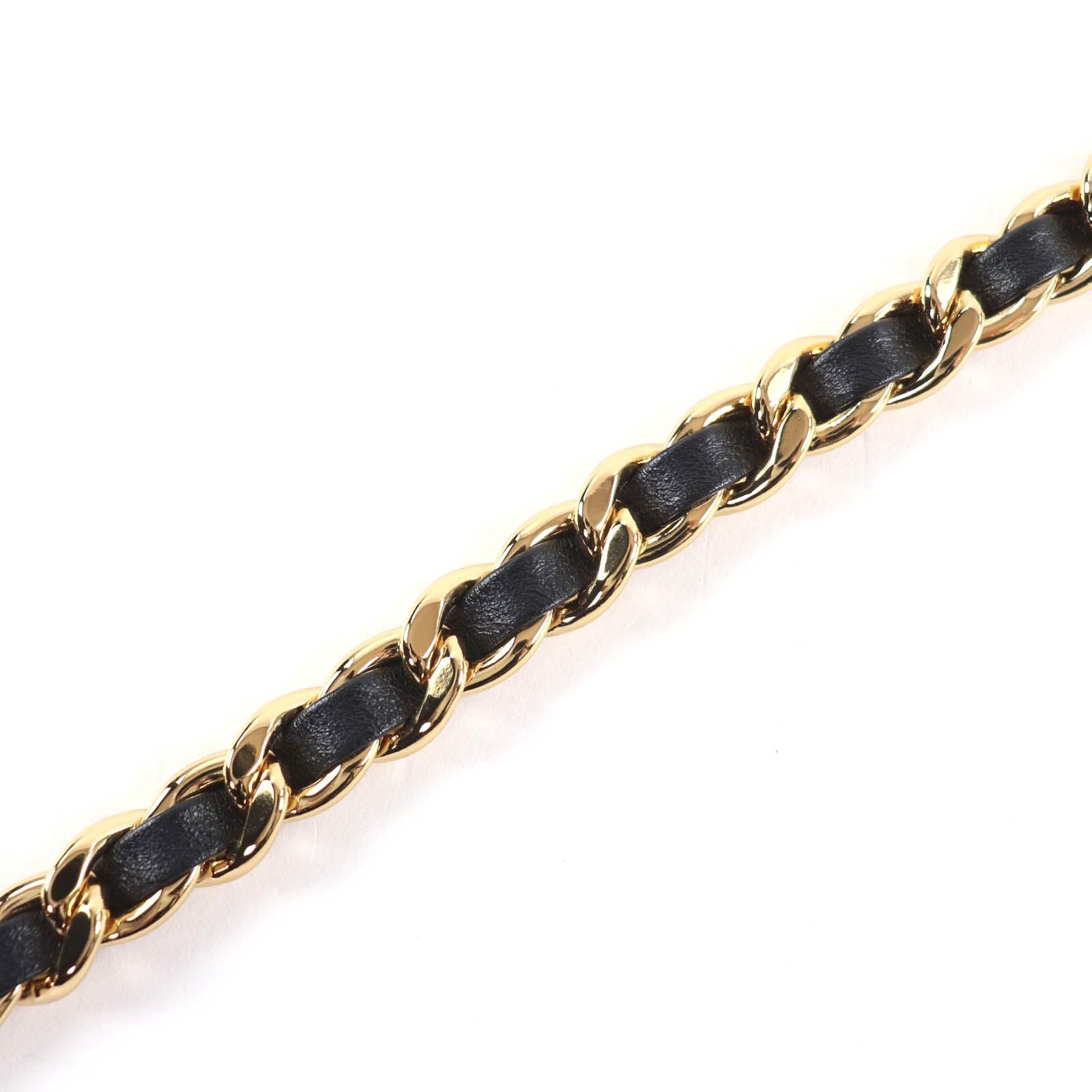 Chanel CC Logo Chain Leather Belt Black Gold 75 — view 3