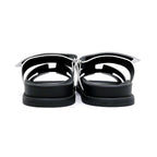 Hermes Sandals Chypre 37 Gray Argent Silver Black Shoes — view 5