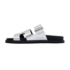Hermes Sandals Chypre 37 Gray Argent Silver Black Shoes — view 3