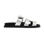 Hermes Sandals Chypre 37 Gray Argent Silver Black Shoes — view 4