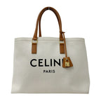 Celine Tote Canvas Horizontal Cover White Brown Large