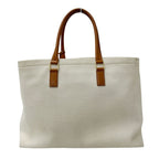 Celine Tote Canvas Horizontal Cover White Brown Large — view 2