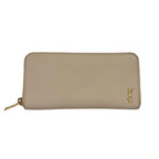 Saint Laurent Paris Wallet Gray Beige Zip Around Leather