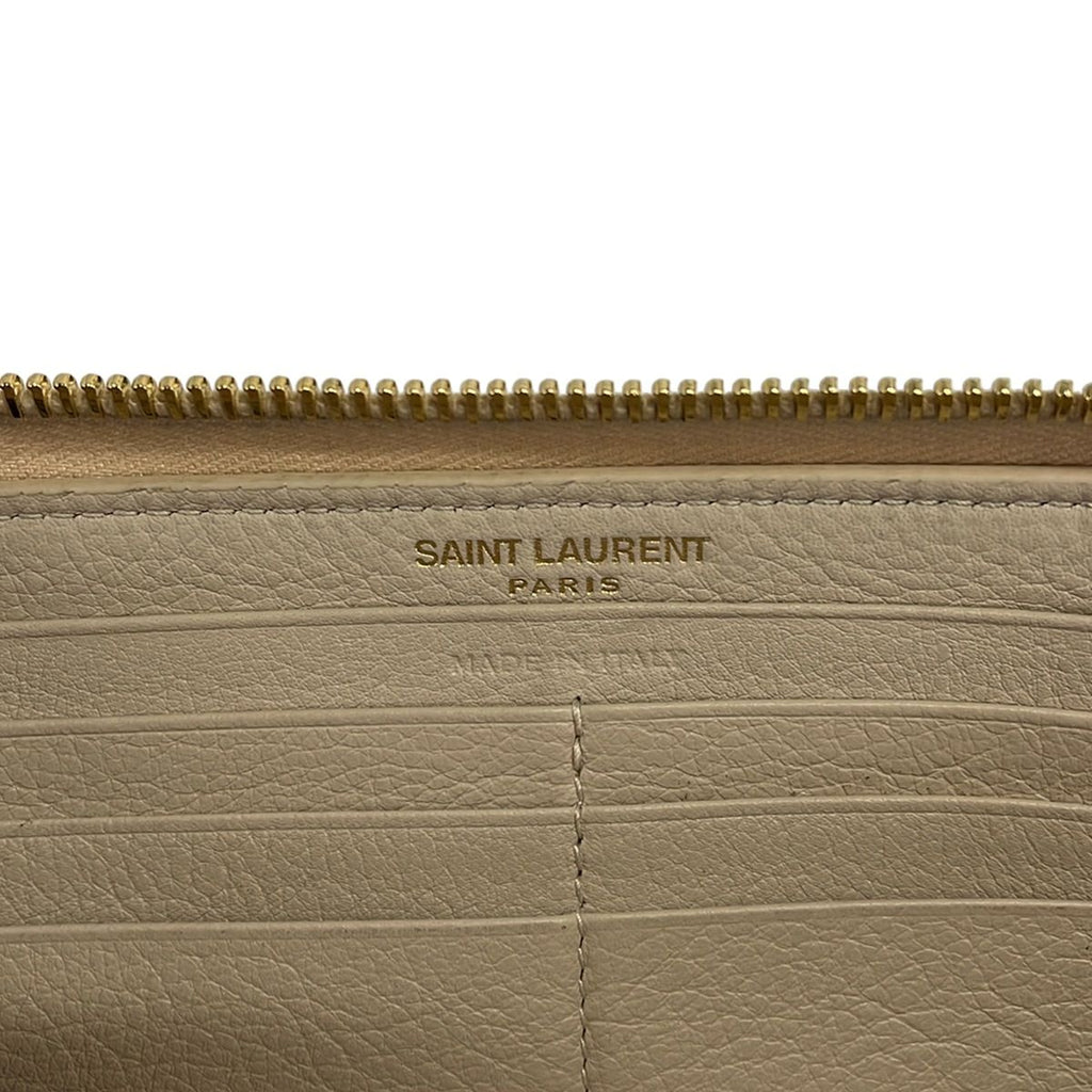 Saint Laurent Paris Wallet Gray Beige Zip Around Leather — view 5