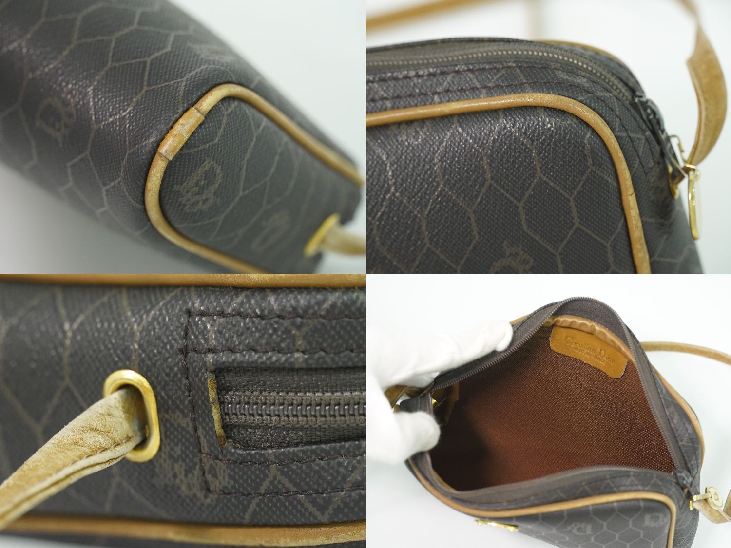 Dior Honeycomb Pattern Shoulder Bag Pochette Black — view 8