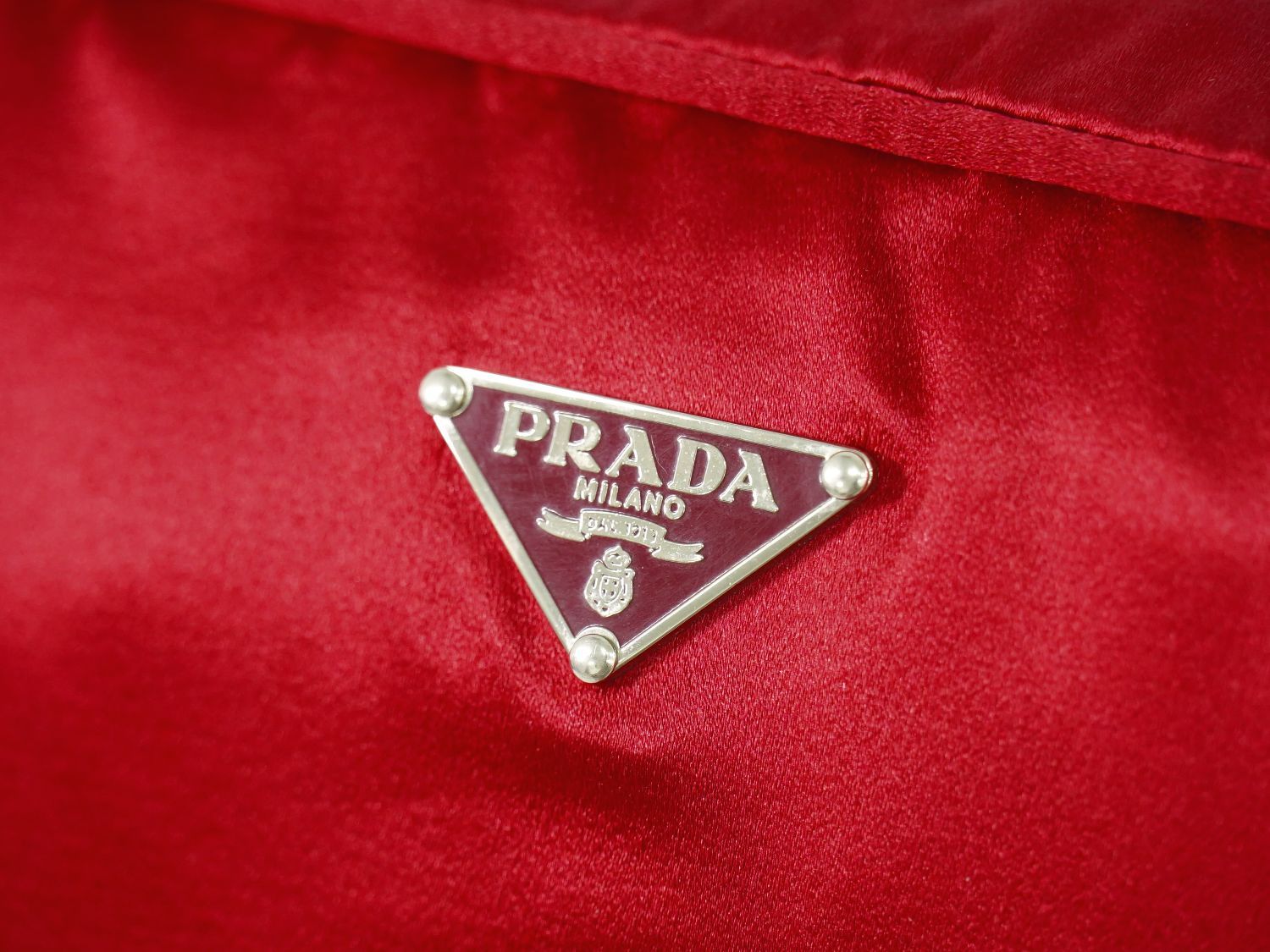 Prada Satin Pouch Case Red — view 7