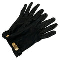 Hermes Gloves Black Kelly Charm Gold Lambskin