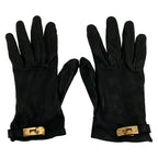 Hermes Gloves Black Kelly Charm Gold Lambskin — view 2