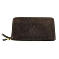 Celine C Macadam Wallet Zip Around Coin Purse Suede Brown
