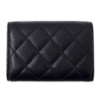 Chanel Wallet Quilted Trifold Caviar Leather Black Gold Mini Small — view 2