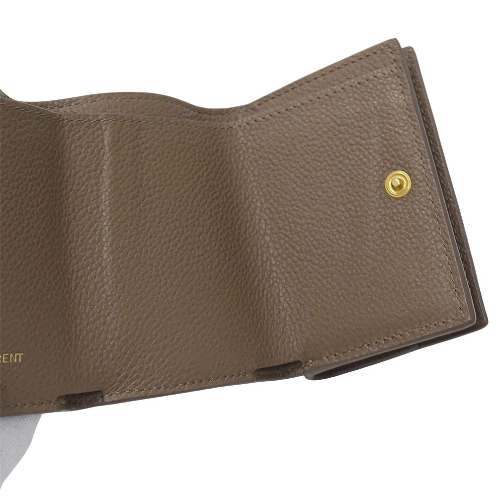 Saint Laurent Wallet Trifold Leather Top Logo Mini Small — view 9