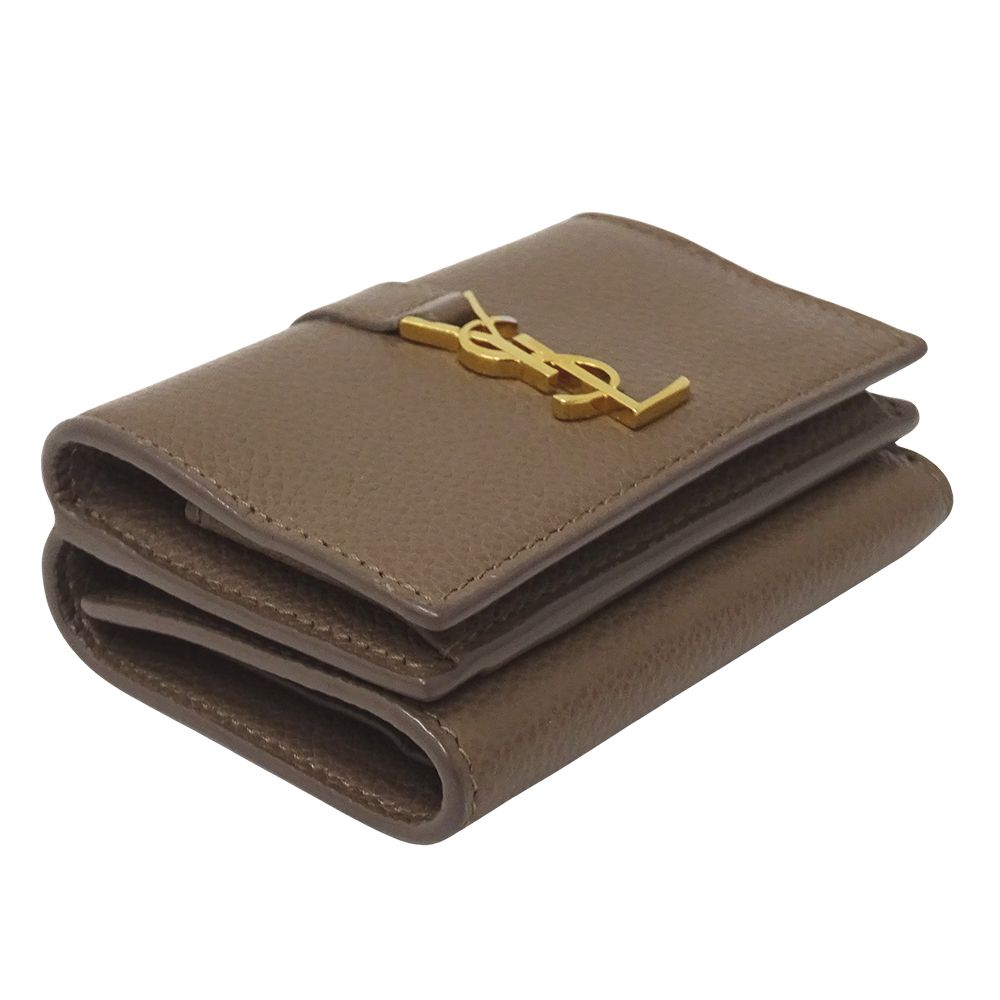 Saint Laurent Wallet Trifold Leather Top Logo Mini Small — view 3