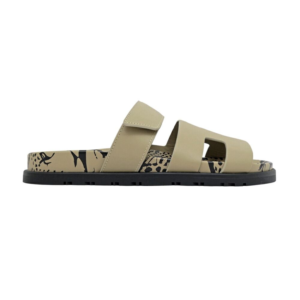 Hermes Sandals Chypre 37 Leopard Beige Argil Shoes — view 4