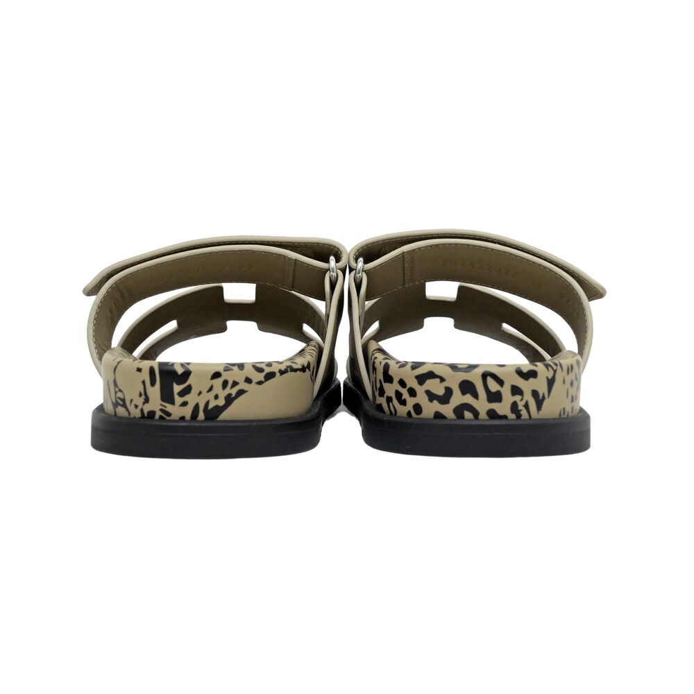 Hermes Sandals Chypre 37 Leopard Beige Argil Shoes — view 5