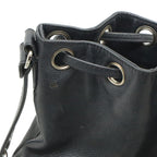 Chanel Logo Drawstring Shoulder Bag Chain Bag Caviar Leather Black Silver Pouch — view 6