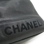 Chanel Logo Drawstring Shoulder Bag Chain Bag Caviar Leather Black Silver Pouch — view 8