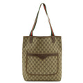 Gucci Vintage GG Plus Sherry Line Tote Shoulder Bag Vertical Leather Beige