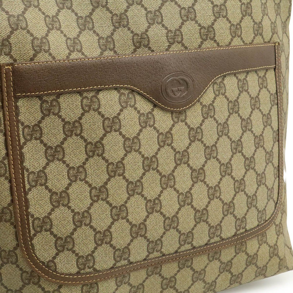 Gucci Vintage GG Plus Sherry Line Tote Shoulder Bag Vertical Leather Beige — view 9