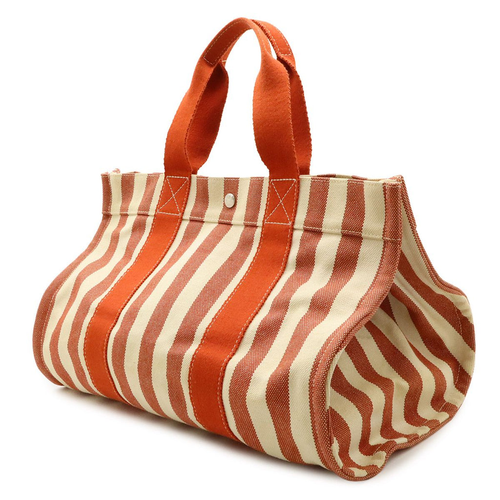 Hermes Cannes MM Tote Striped Canvas Red Ivory — view 2