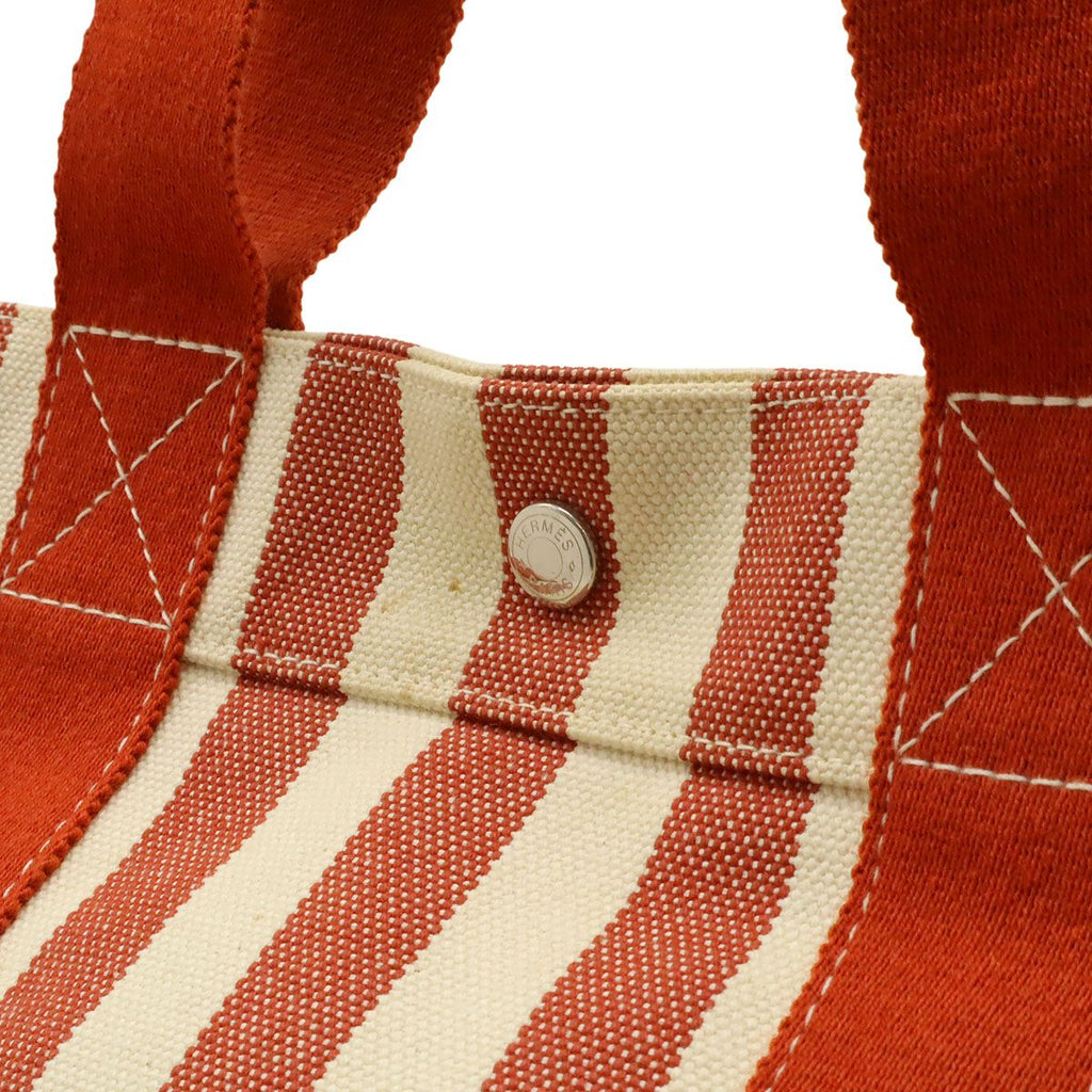 Hermes Cannes MM Tote Striped Canvas Red Ivory — view 5