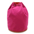 Hermes Polochonmimil GM Shoulder Bag Drawstring Canvas Leather Pink Red