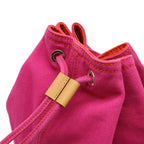 Hermes Polochonmimil GM Shoulder Bag Drawstring Canvas Leather Pink Red — view 4