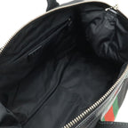 Gucci Web Stripe Sherry Line Tote Large Shoulder Bag Nylon Leather Black — view 6