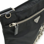 Prada Skull Shoulder Bag Crossbody Motif Studs Nylon Nero Black Domestic — view 5