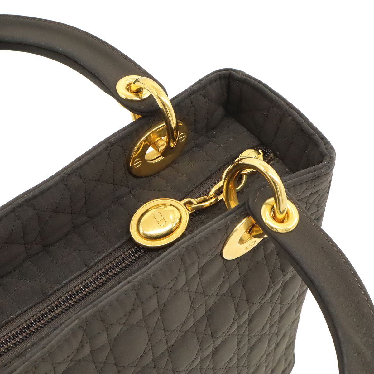 Dior Cannage Tote Nylon Dark Brown Gold — view 5