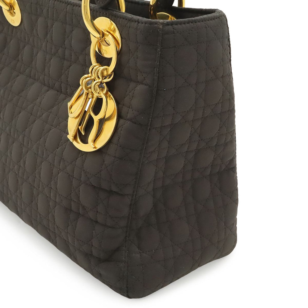 Dior Cannage Tote Nylon Dark Brown Gold — view 7