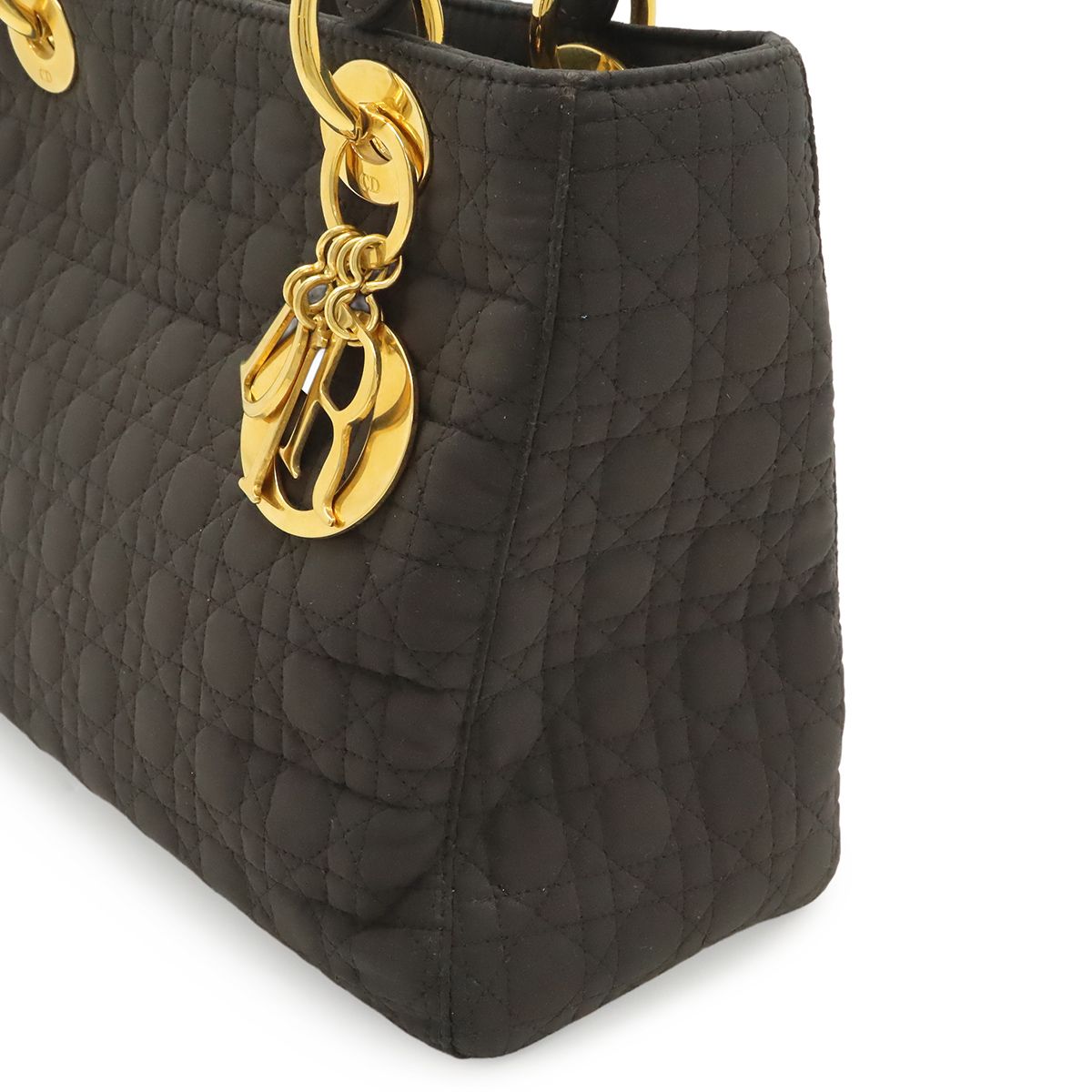 Dior Cannage Tote Nylon Dark Brown Gold — view 7