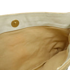 Chanel CC Logo Chain Shoulder Bag Canvas Leather White Beige Gold — view 5