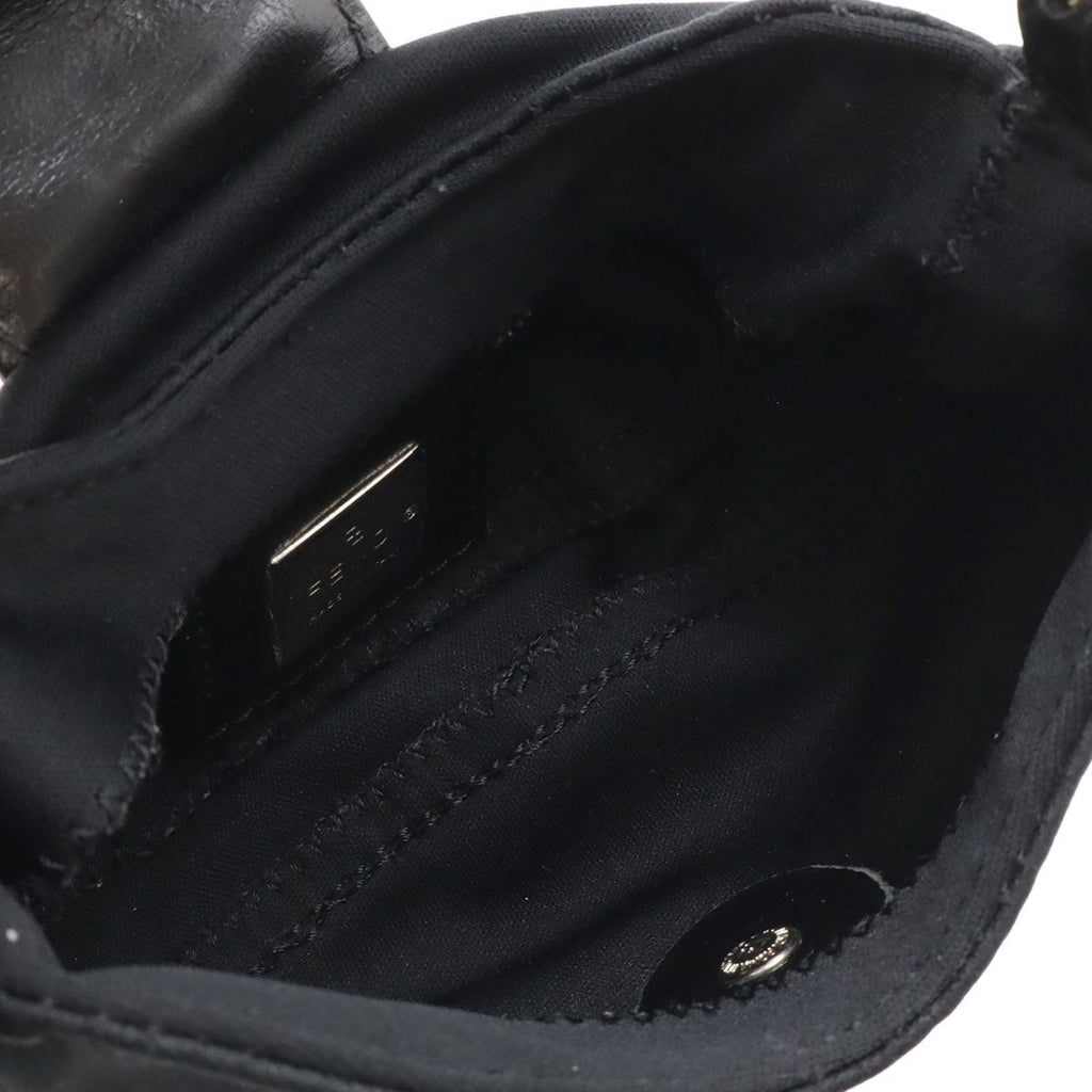 Fendi Mini Croissant Minimamma Pouch Multi Case Cotton Jersey Leather Black — view 6