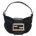 Fendi Mini Croissant Minimamma Pouch Multi Case Cotton Jersey Leather Black