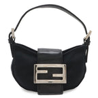 Fendi Mini Croissant Minimamma Pouch Multi Case Cotton Jersey Leather Black